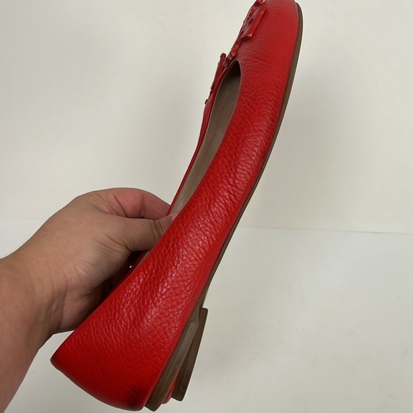 Tory Burch Red Leather Flats Size 10 Shoes Womens - Picture 9 of 11